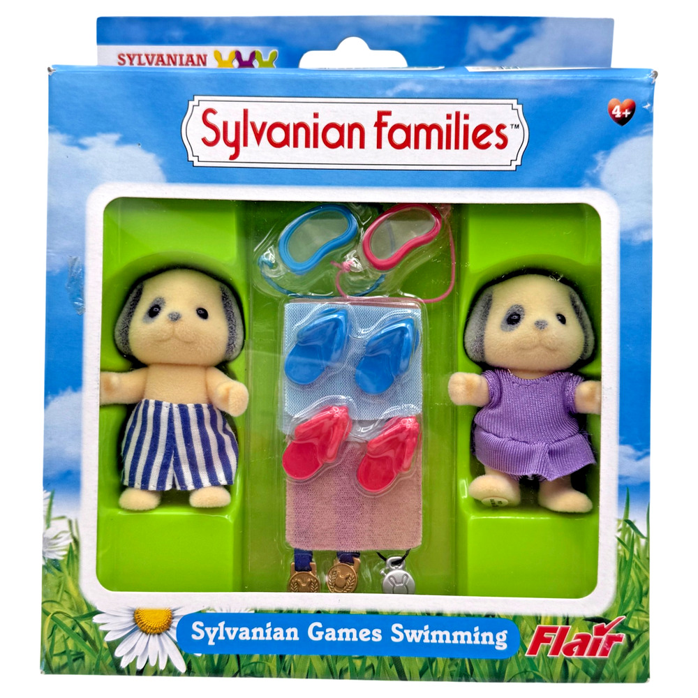 Sylvanian Families Games Swimming Set #4587 Calico Critters 2 Figures NOS Sealed